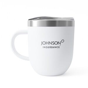 Stainless 12oz White Travel Mug with Handle